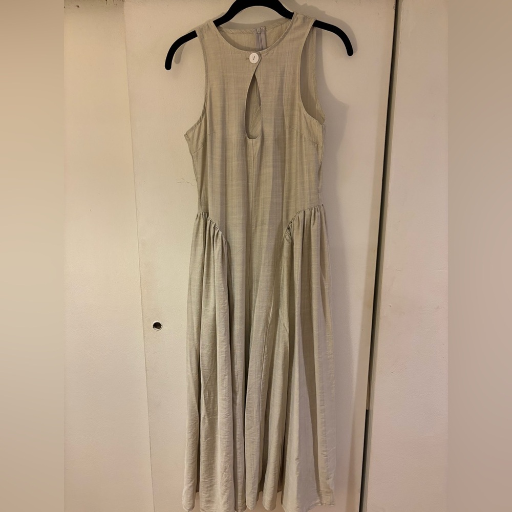 BEIGE CUTOUT MAXI DRESS